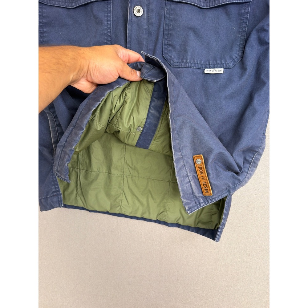 Iron and Resin Freedom Riders Navy Blue Canvas Quilted Lined Shirt Jacket Mens M - Picture 7 of 7